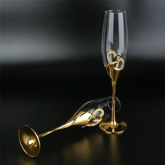 Elegant 200ml Gold Crystal Champagne Glasses